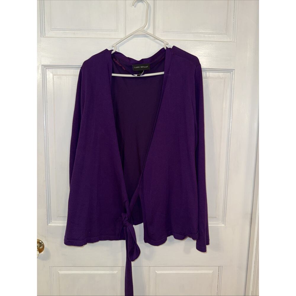 Lane Bryant Cardigan Sweater Women’s Size 18/20 Deep Purple Tie Front Soft Girl